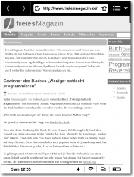 "freiesMagazin"-Webseite im PocketBook-Browser.
