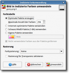  Der Dialog zum Indizieren von Bildern in GIMP 2.6.