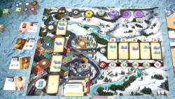 The Fox Experiment – Das Spielbrett mit den Förderern links (Tabletopia)