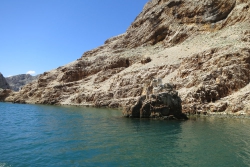 Der Felsen im Wasser, an dem schon Winnetou vorbeigepaddelt ist.