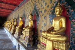 Eine Reihe Buddhas in Wat Pho.
